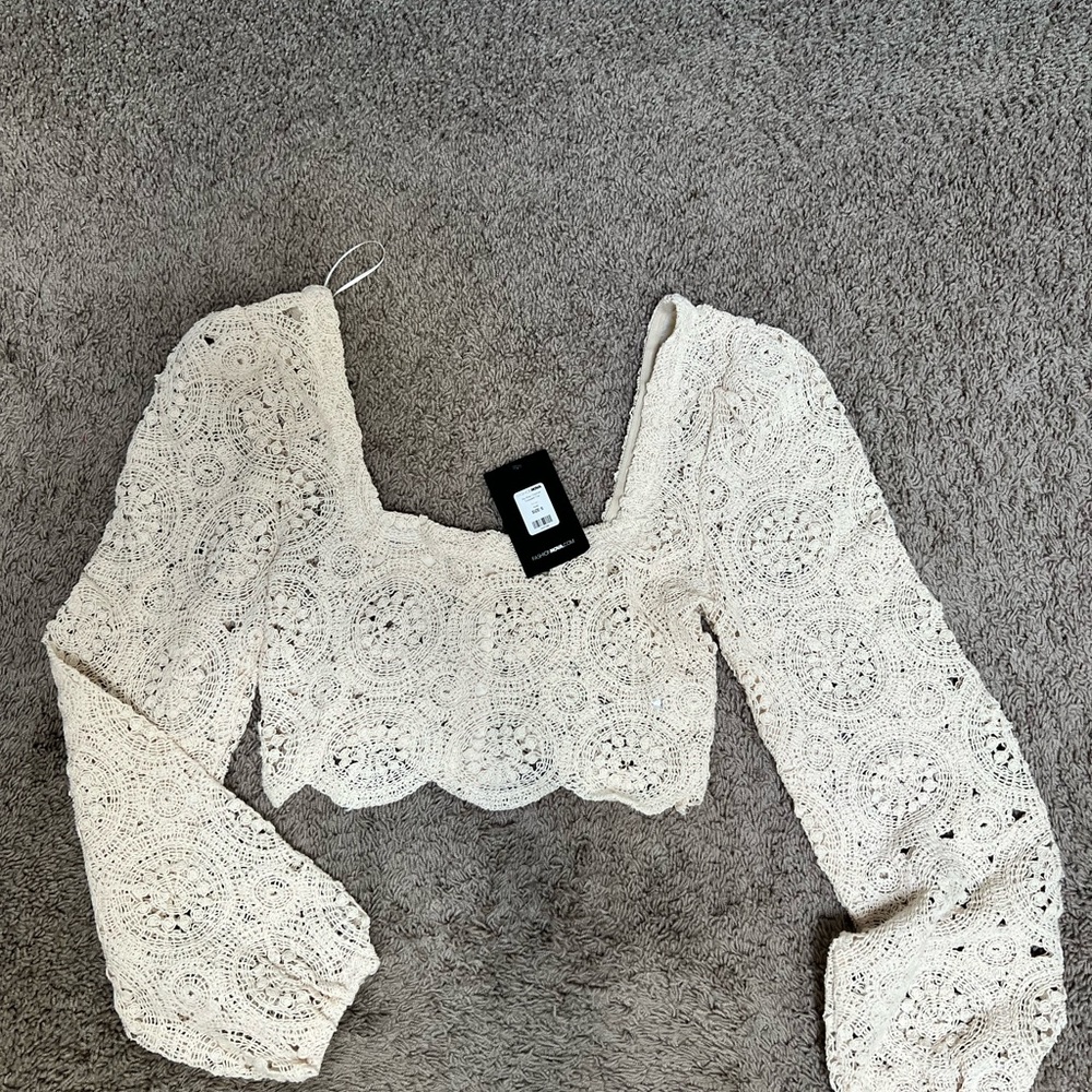 Fashion Nova Cream Lace Crop Top